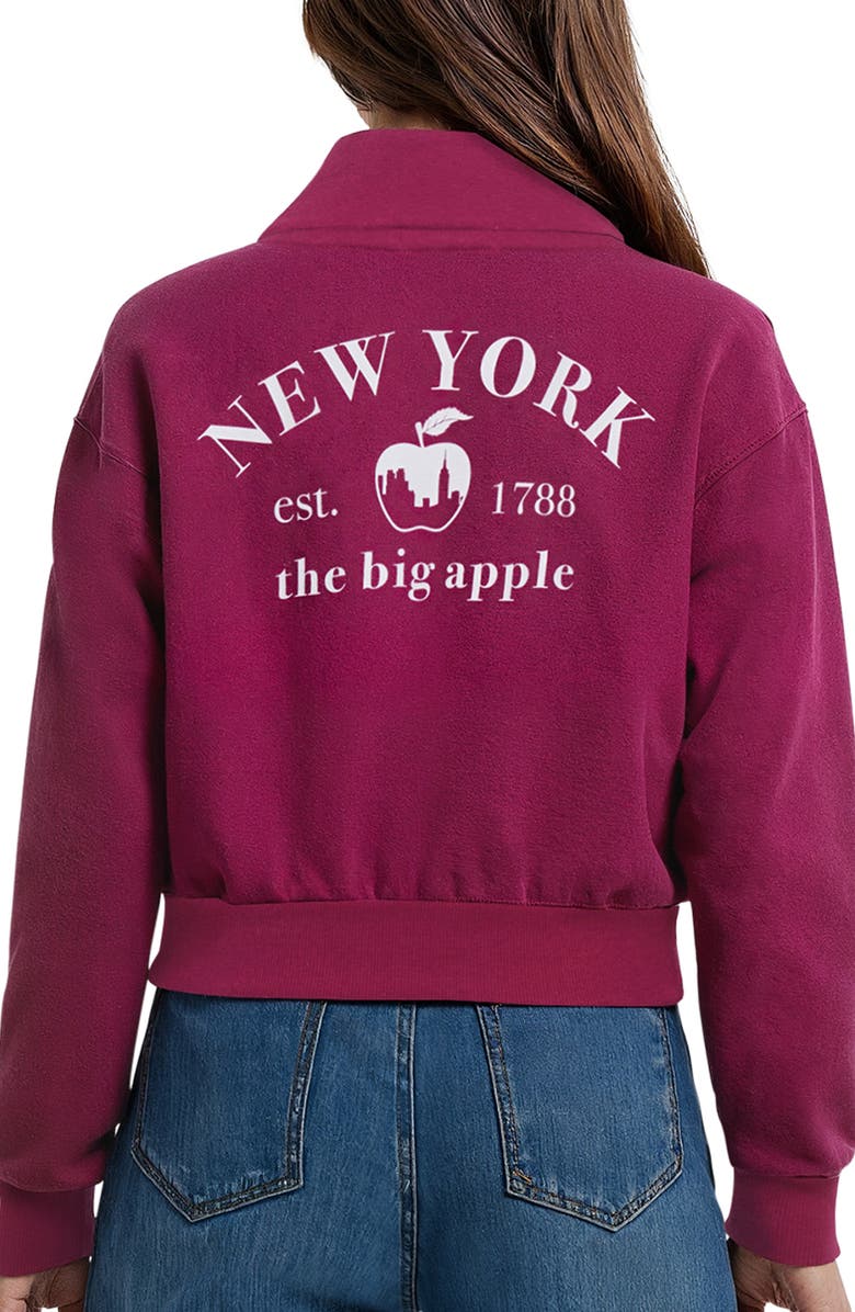 Wildfox Carly Big Apple Quarter Zip Pullover, Alternate, color, Boysenberry
