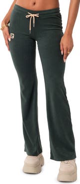 EDIKTED Terry Low Rise Flare Leg Pants