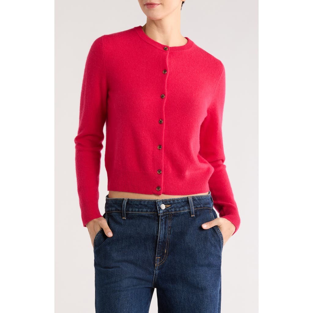 Nordstrom Crewneck Cashmere Cardigan In Red