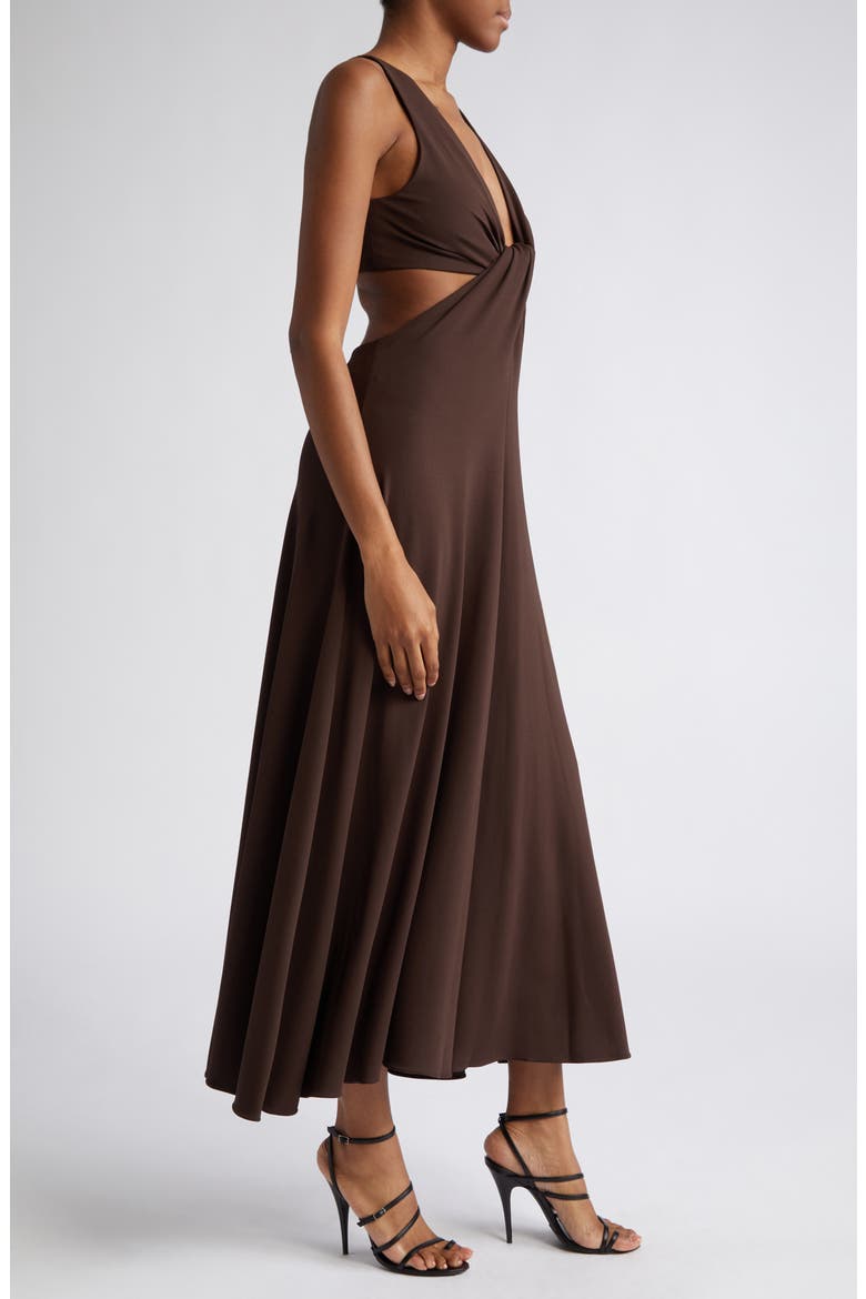 Matte Jersey Cutout Dress, Alternate, color, CHOCOLATE