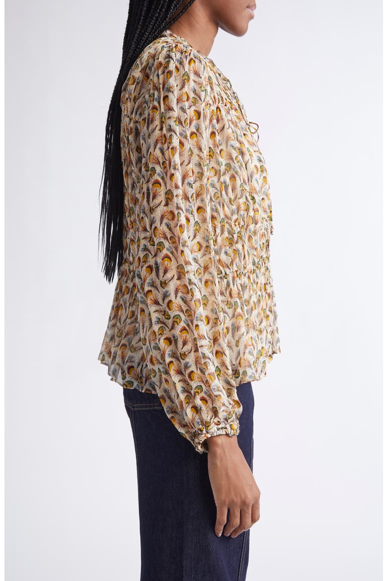 Robbie Print Silk Top, Alternate, color, SWAN