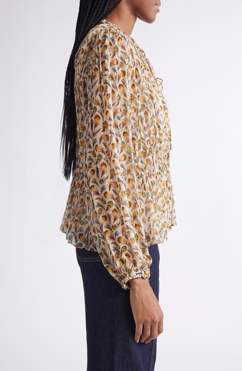 Ulla Johnson Robbie Print Silk Top, Alternate, color, Swan