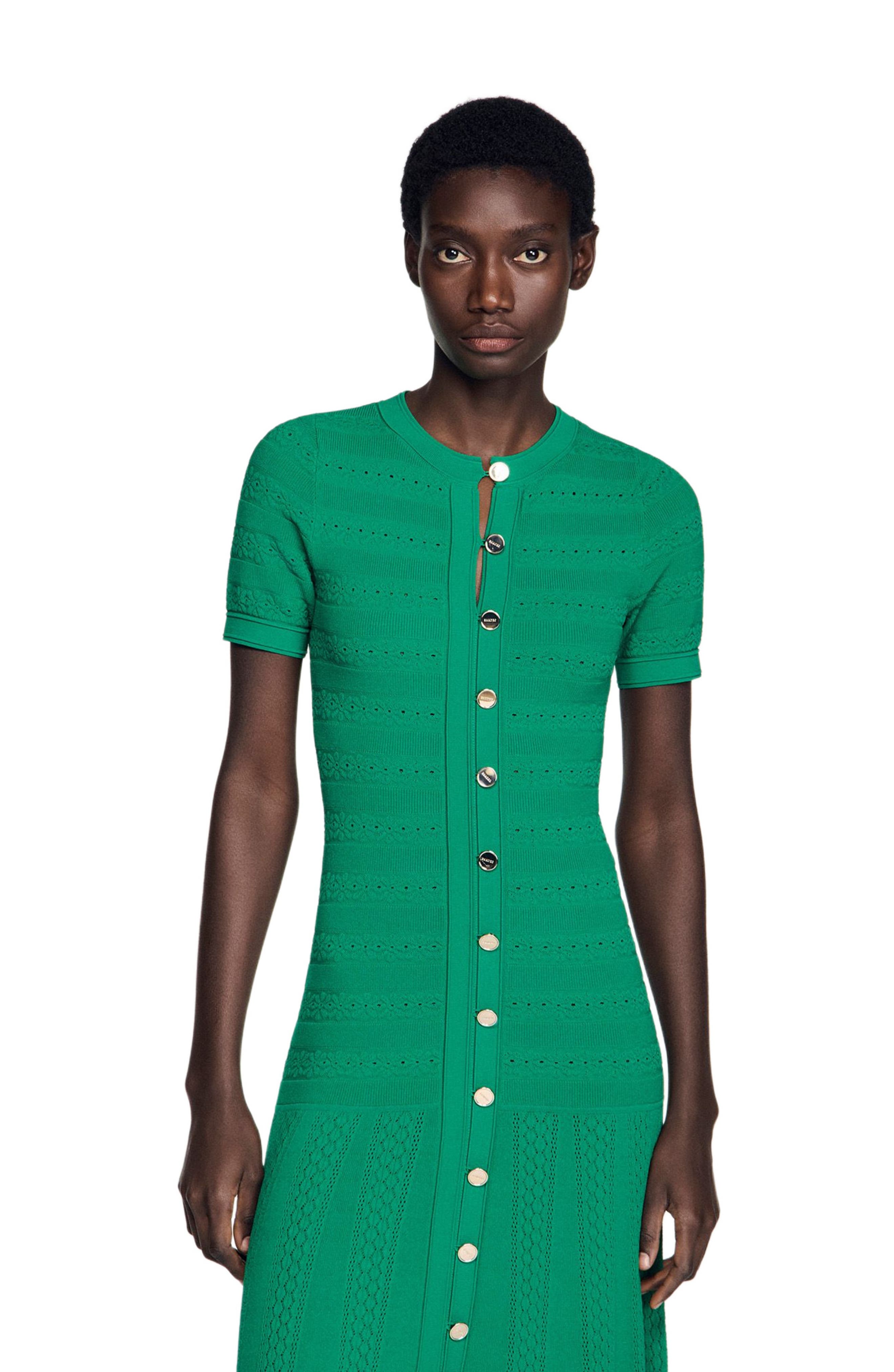 sandro dress green Sandro Fluid Satin-Effect Dress In Green - 30% Off
