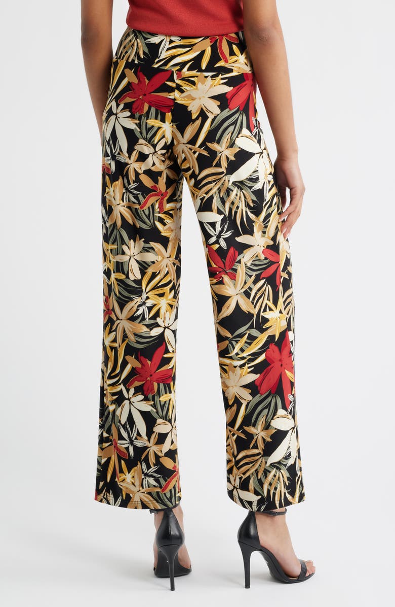 Anne Klein Floral High Waist Pull-On Wide Leg Pants, Alternate, color, 