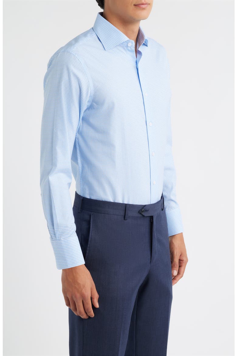 Trim Fit Grid Check Cotton Dress Shirt, Alternate, color, BLUE