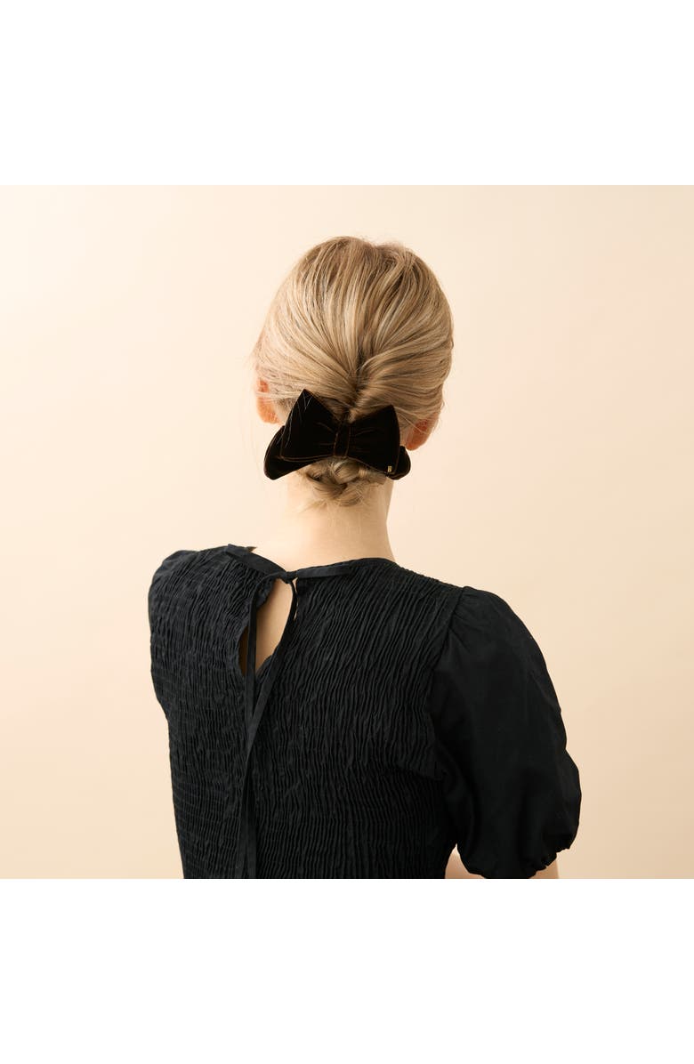 Alexandre de Paris Cannelle Brown Velvet Bow Barette, Alternate, color, Brown