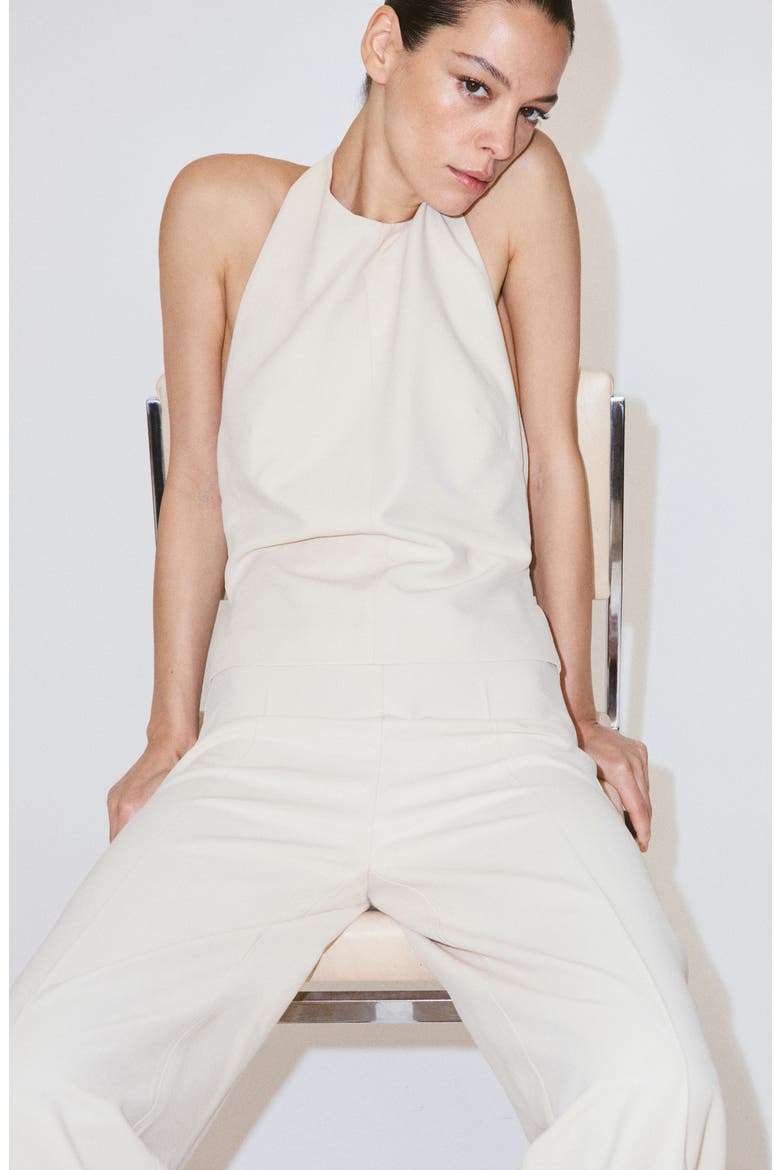 Halter Neck Jumpsuit, Alternate, color, BEIGE