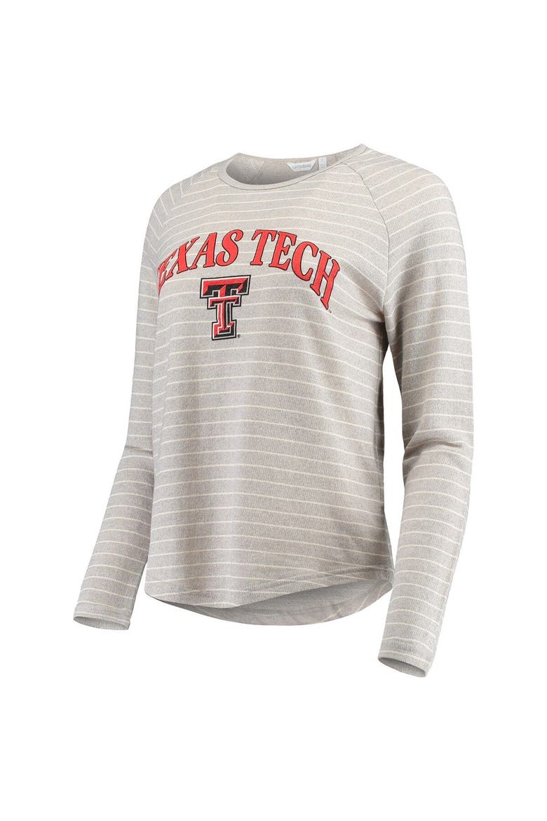 Women's Heathered Gray Texas Tech Red Raiders Seaside Striped French Terry Raglan Pullover Sweatshirt, Alternate, color, Heather Gray