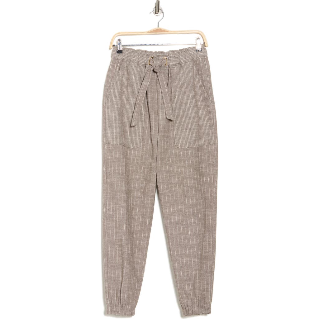Ramy Brook Emerald Pinstripe Joggers In Sandstone Cotton Stripe