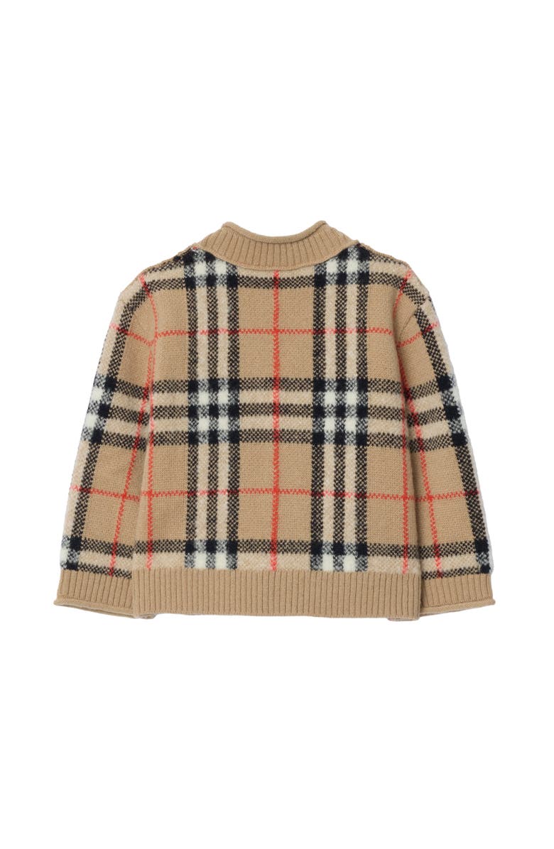 Burberry Check Wool Cashmere Cardigan, Alternate, color, Sand Beige
