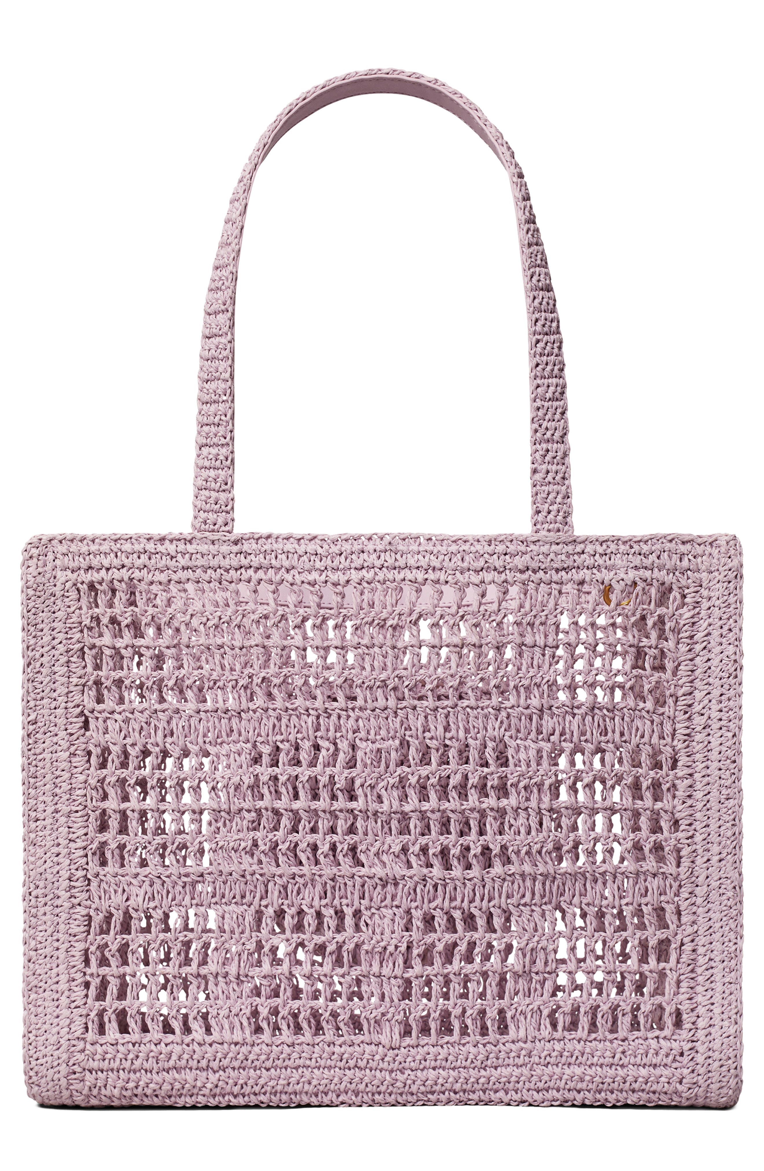 Ella Small Hand Crochet Tote, Alternate, color, PALE PURPLE