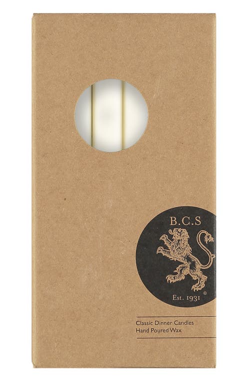 British Colour Standard Set Of 6 Pearl White Dinner Candles In White