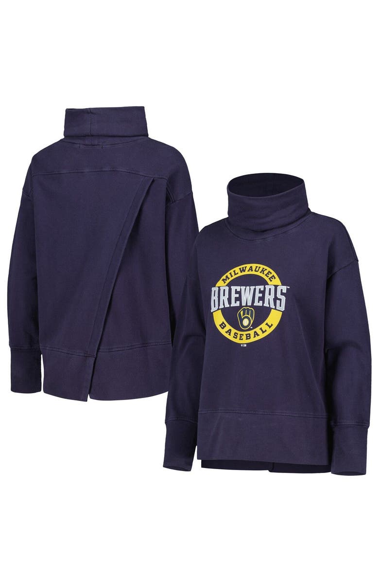 LEVELWEAR Women's Levelwear Navy Milwaukee Brewers Sunset Farm Team Pullover Sweatshirt, Main, color, Navy