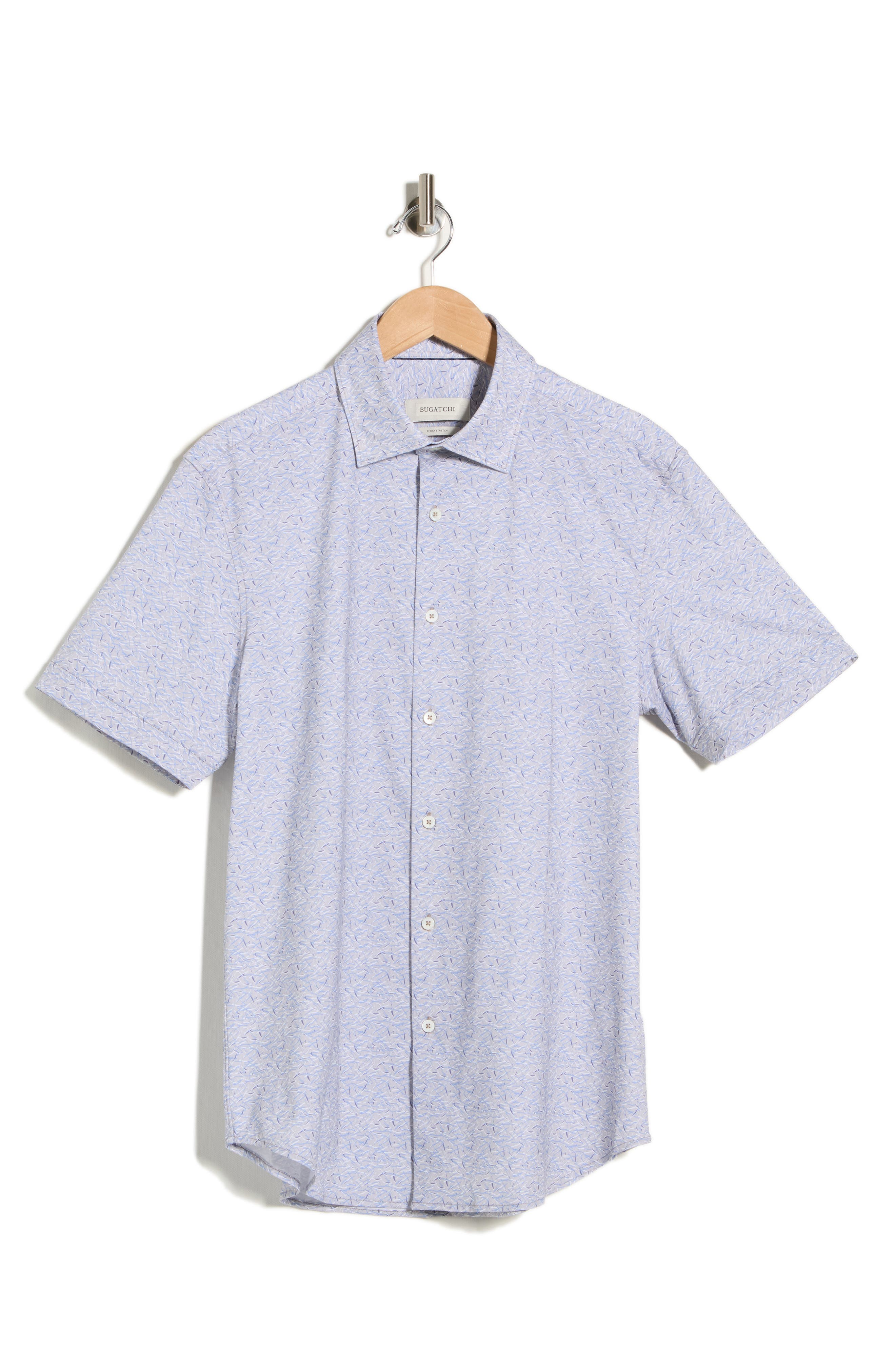 Bugatchi Abstract Print Stretch Cotton Short Sleeve Button-Up Shirt