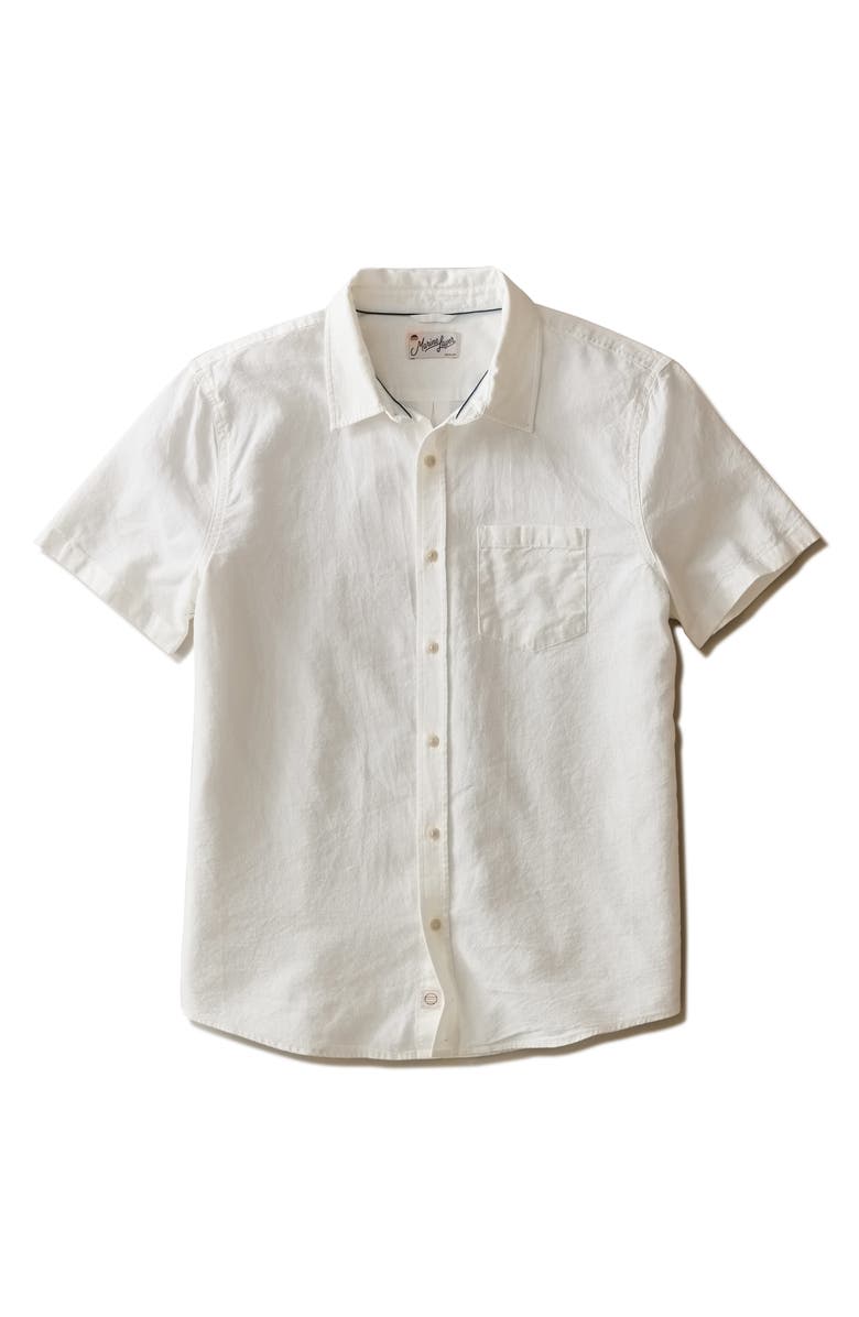 Marine Layer Better-than-Linen Hemp Blend Button-Down Shirt, Alternate, color, White