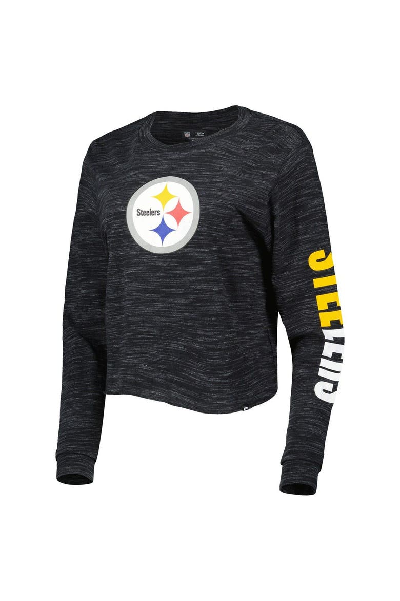 Women's New Era Black Pittsburgh Steelers Crop Long Sleeve T-Shirt, Alternate, color, Black