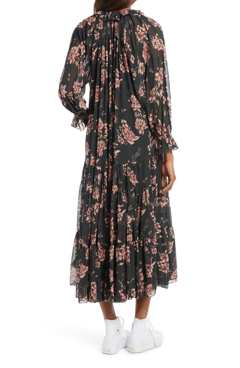 Free People Feeling Groovy Long Sleeve Midi Dress, Alternate, color, 