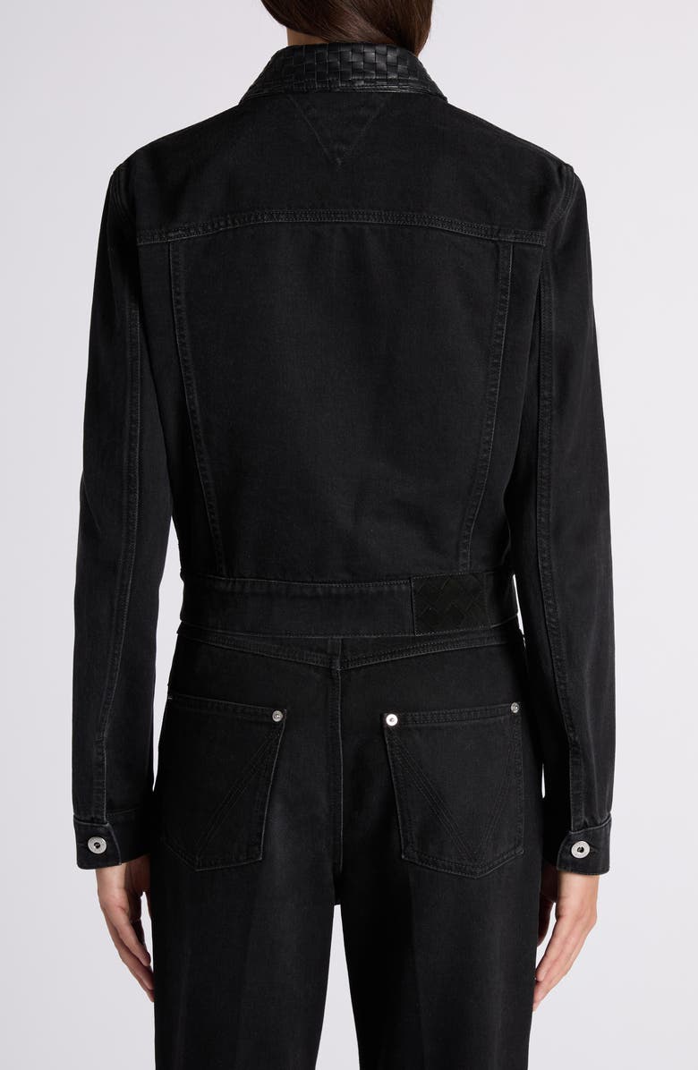 Bottega Veneta Intrecciato Collar Denim Jacket, Alternate, color, Black