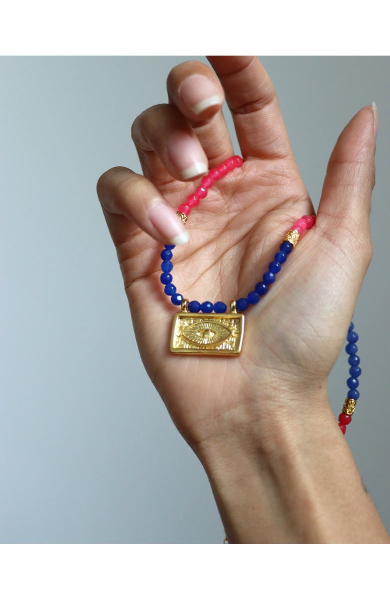 Ottoman Hands Arden Evil Eye Gemstone Beaded Necklace, Alternate, color,