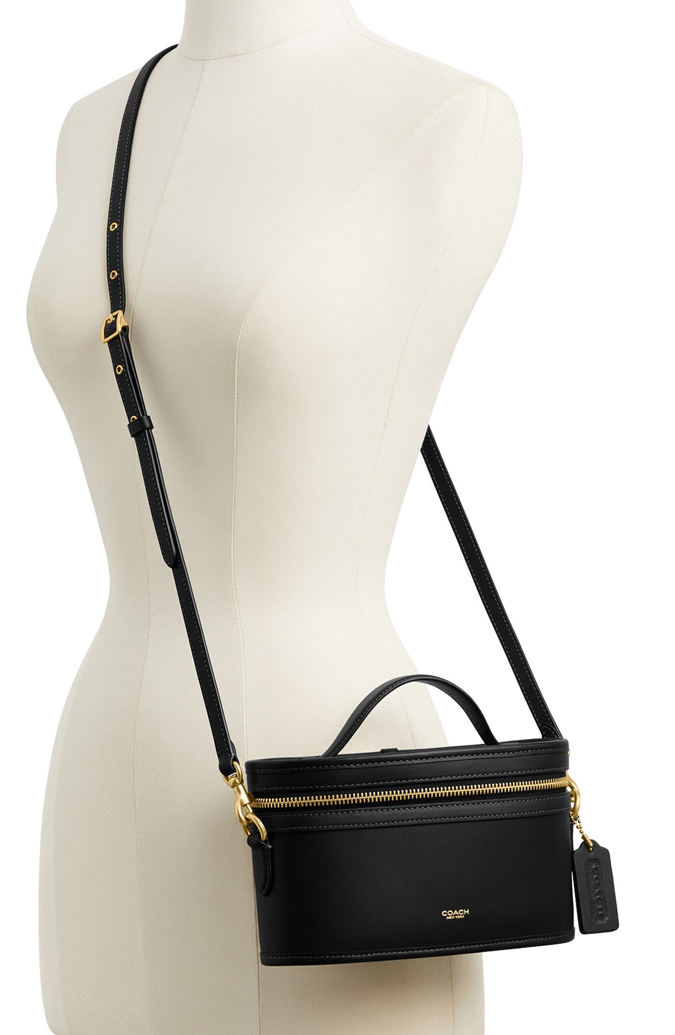 COACH Trail Leather Crossbody Bag, Alternate, color, B4/Black