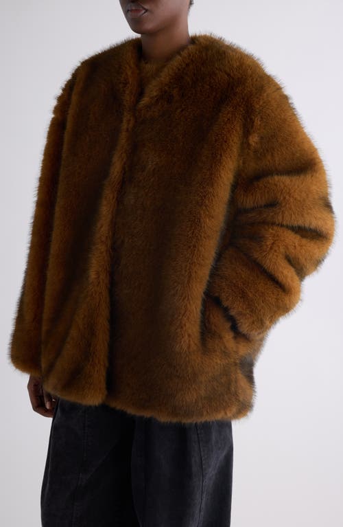 Isabel Marant Aglae Boxy Faux Fur Coat In Brown