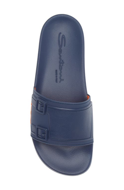 Santoni Men's Edison-tpuu59 Slip On Pool Slide Sandals In Navy