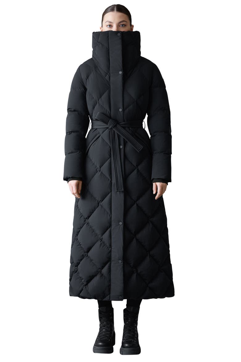 Laurella 2-in-1 Belted Quilted Down Long Coat, Alternate, color, BLACK