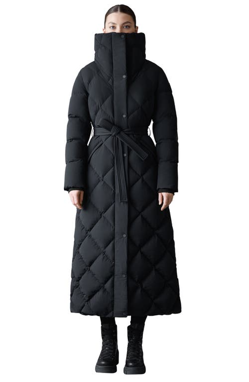 Mackage Laurella 2-in-1 Belted Quilted Down Long Coat In Black