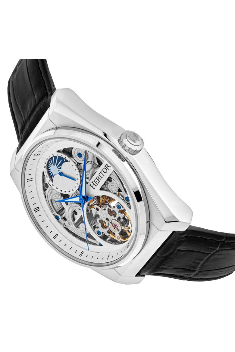 Daxton Skeleton Watch, Alternate, color, Black/White