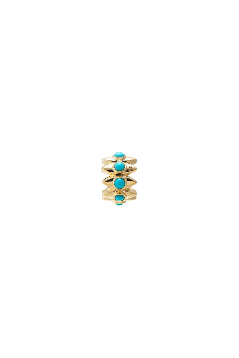Turquoise Bezel Spiked Rondelle Charm 14K, Main, color, Turquoise