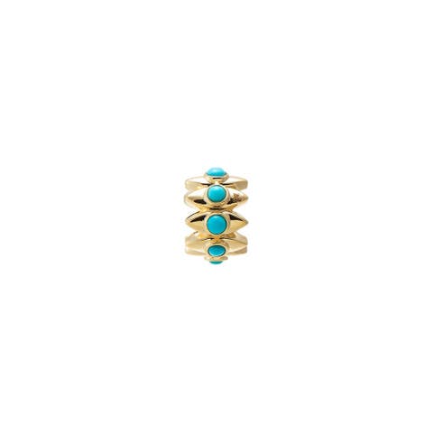 Turquoise Bezel Spiked Rondelle Charm 14K