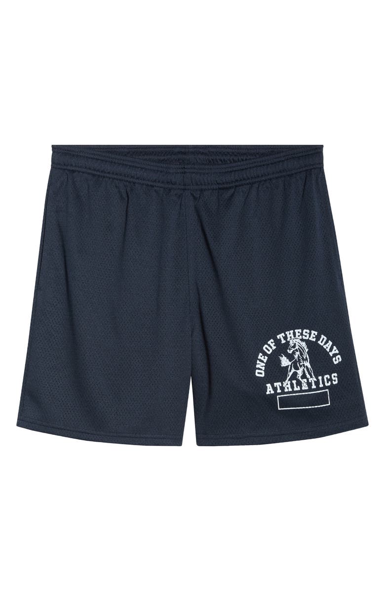 ONE OF THESE DAYS Mustang Athletics Mesh Drawstring Shorts, Alternate, color, Navy