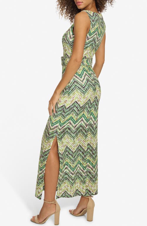Siena Zig Zag Knit Belted Maxi Dress In Multi