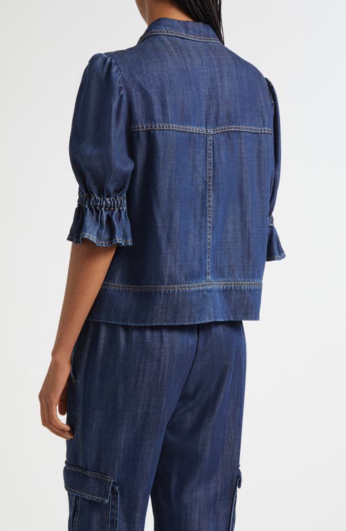 Cinq À Sept Holly Elbow Sleeve Denim Jacket In Blue