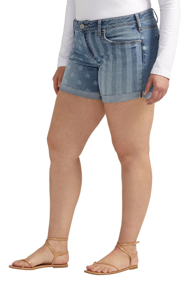 Americana Mid Rise Boyfriend Shorts, Alternate, color, INDIGO