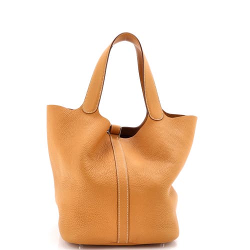 Pre-owned Hermes Hermes Picotin Lock Bag Clemence Gm In Gold