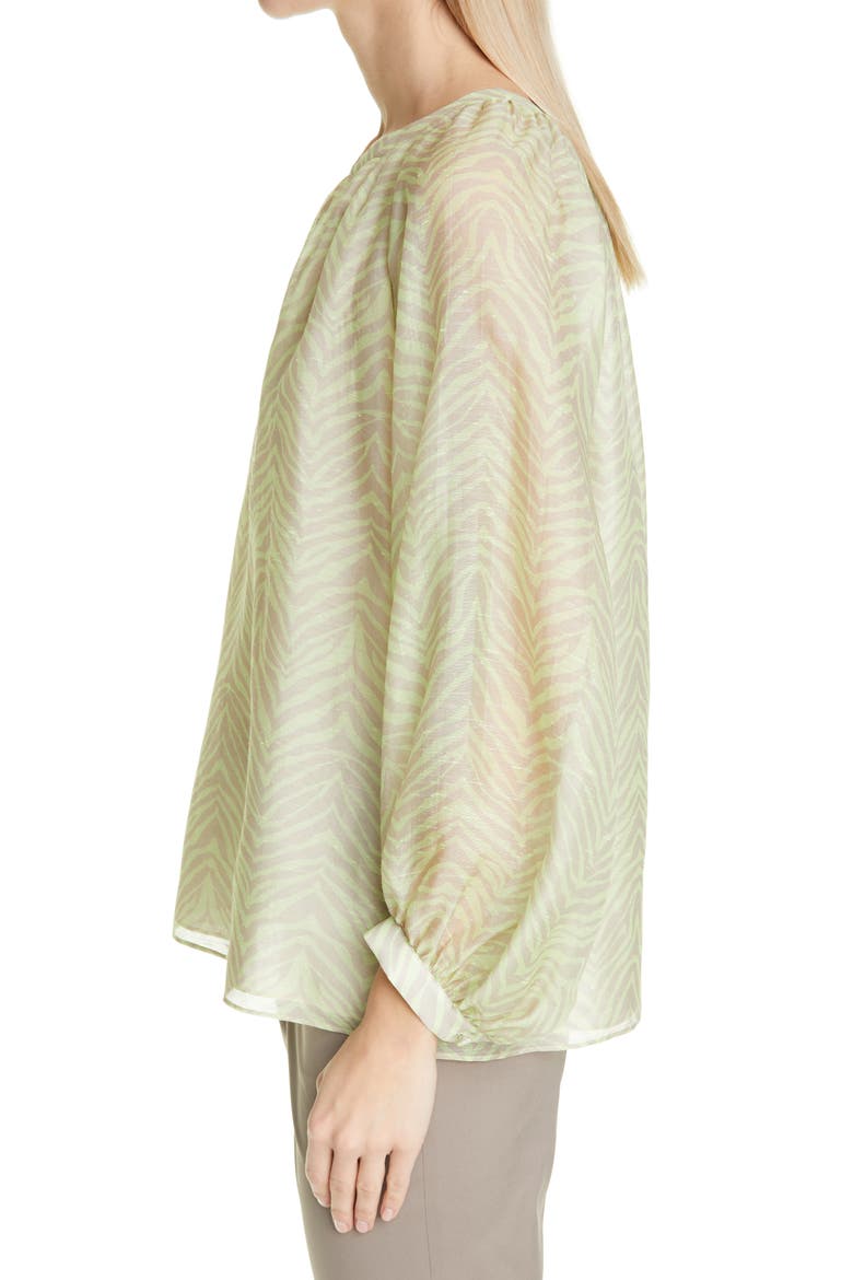 Norwood Zebra Stripe Silk Blouse, Alternate, color, KEY LIME MULTI