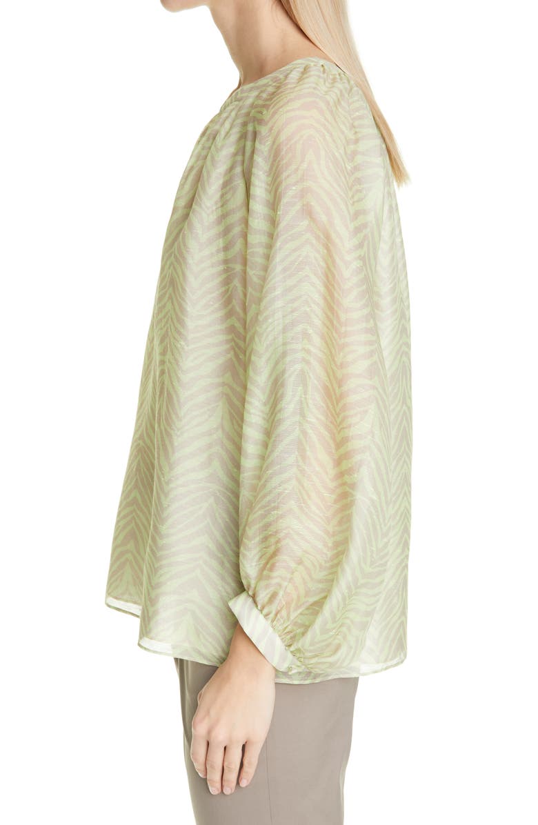 Lafayette 148 New York Norwood Zebra Stripe Silk Blouse, Alternate, color, 