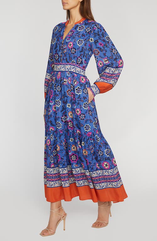 Elie Tahari Annaleise Floral Long Sleeve Tiered Dress In Twilight Jarden Placed Print
