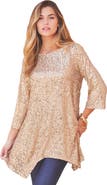 Roaman's Handkerchief Hem Sequin Tunic