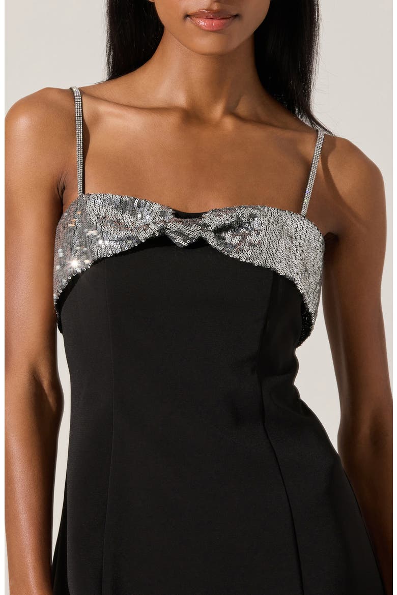 Halya Sequin Bow Minidress, Alternate, color, BLACK