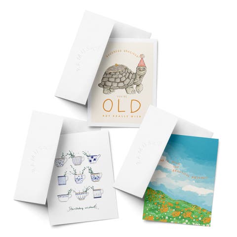 Birthday Greeting Card Pack Sets (3 ct, Assorted) Old Turtle, Birthday Wishes Tea, Wild Birthday