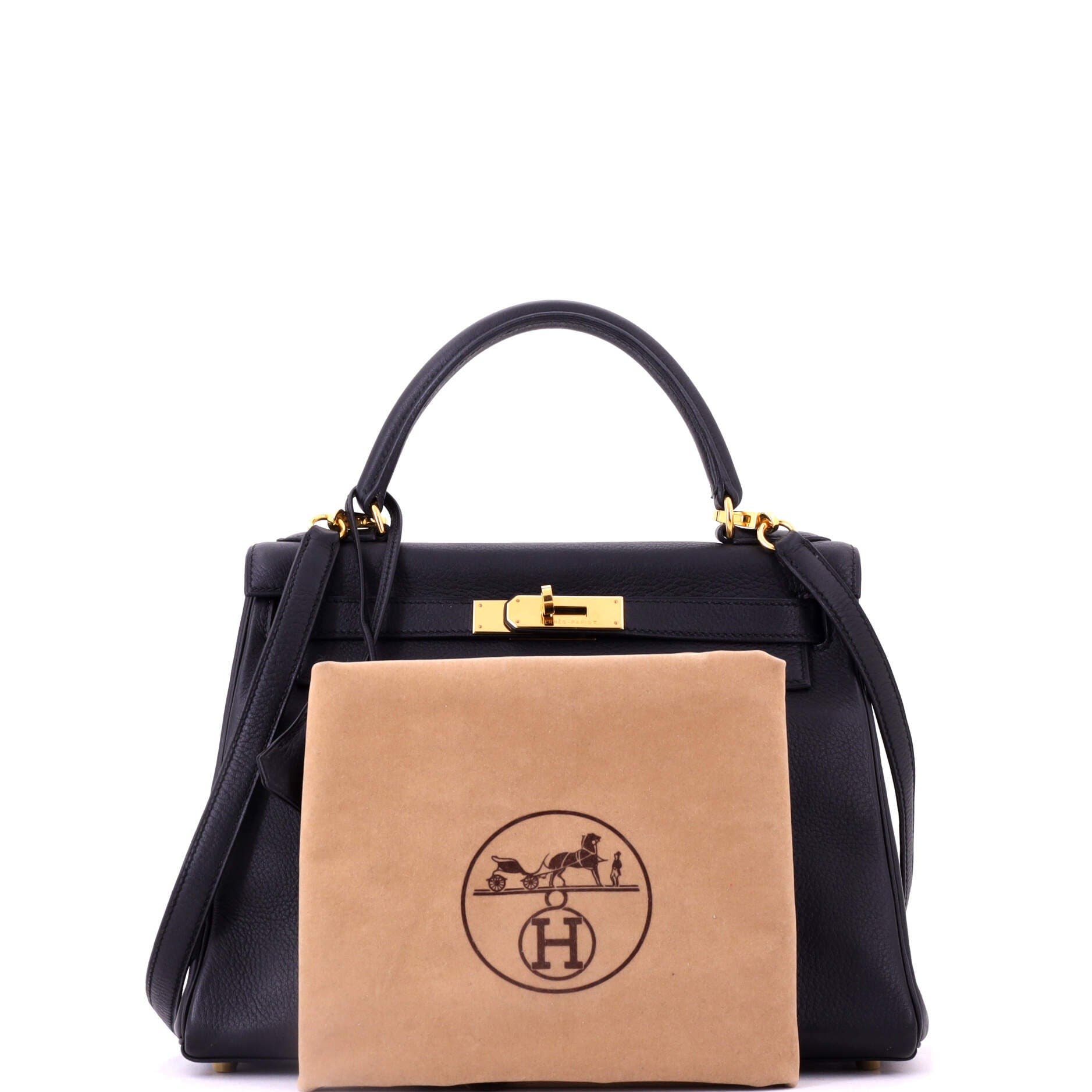 Pre-Owned Hermes Kelly Handbag Black Clemence with Gold Hardware 28, Alternate, color, Noir
