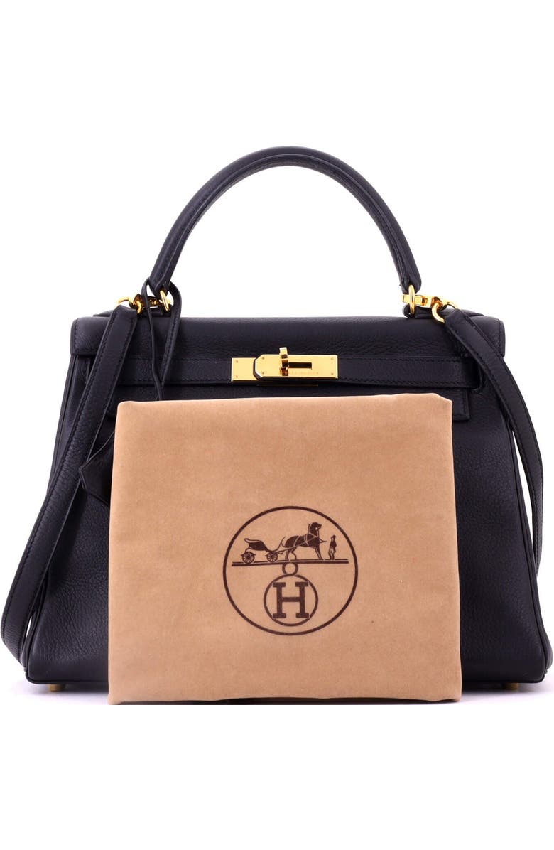 Pre-Owned Hermes Kelly Handbag Black Clemence with Gold Hardware 28, Alternate, color, Noir