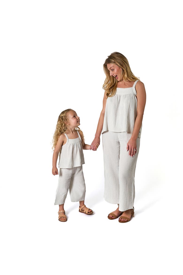 Top and Cropped Pants Set, Alternate, color, Blue Stripe