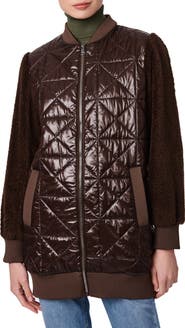 Bernardo Water-Resistant Faux Shearling Sleeve Puffer Jacket