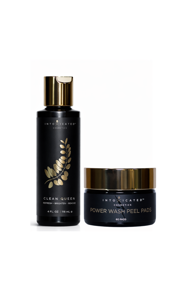 Intoxicated Cosmetics Exfoliation Bundle |Clean Queen Glycolic Wash & Power Wash Multi Acid Peel Pads, Main, color, NO COLOR