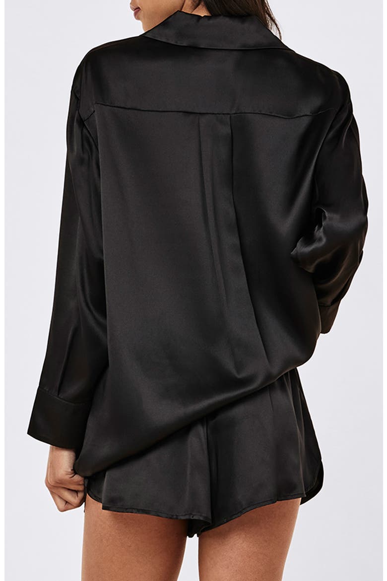 Audrey Mulberry Silk Pajama Shirt, Alternate, color, BLACK