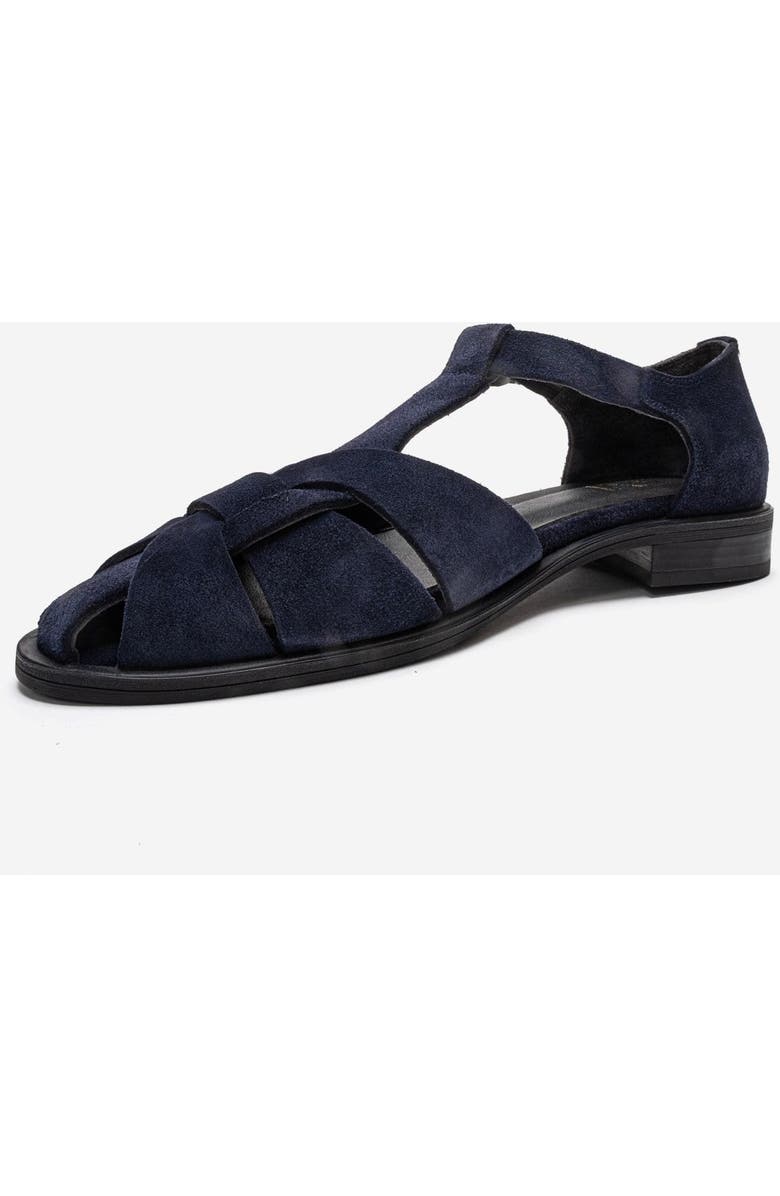 Forever & Always Shoes Dexara Leather Sandal, Alternate, color, Navy Suede