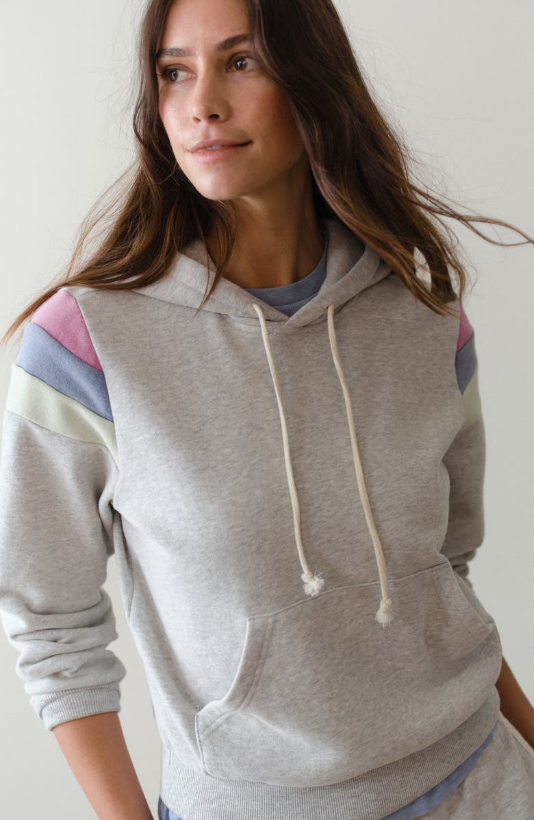 Marine Layer Colorblock Cloud 9 Fleece Hoodie, Alternate, color, Heather Grey